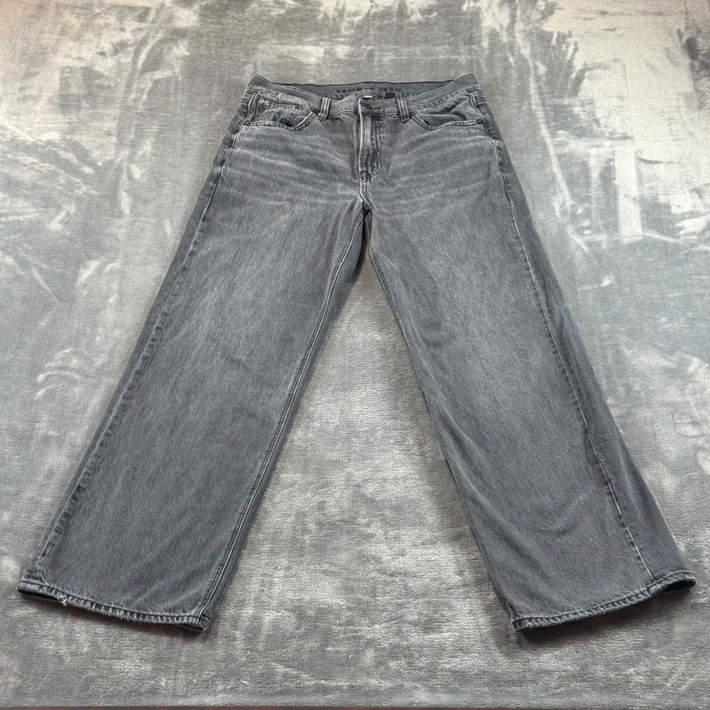 American Eagle Strigid Stovepipe Jeans Womens 2 Regular Washed Black Wide Leg